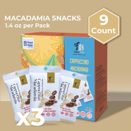 DELUXNUTS Macadamia Nuts, Hawaiian Coconut Flavor (9.5 Oz), Individual Pack Healthy Snack for Kids & Adults, No Shell, Whole, Good Source of Fiber and Minerals, Gluten-Free (9 Count)