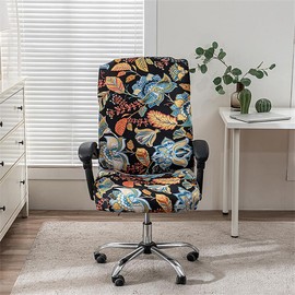 BSYMDH Printed Computer Chair Slipcover Stretch Office Chair Covers Durable Zipper Stretch Computer Desk Chair Cover Gaming Chair Covers Universal Desk Rotating Chair Slipcovers,14