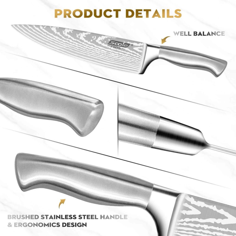 Set of Kitchen Knives Stainless Steel Chef Knives for Home