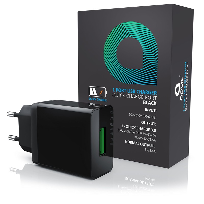 CSL USB Charger with Quick Charge Black