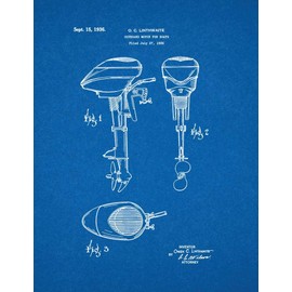 Outboard Motor For Boats Patent Print Blueprint (8.5" x 11") M11708