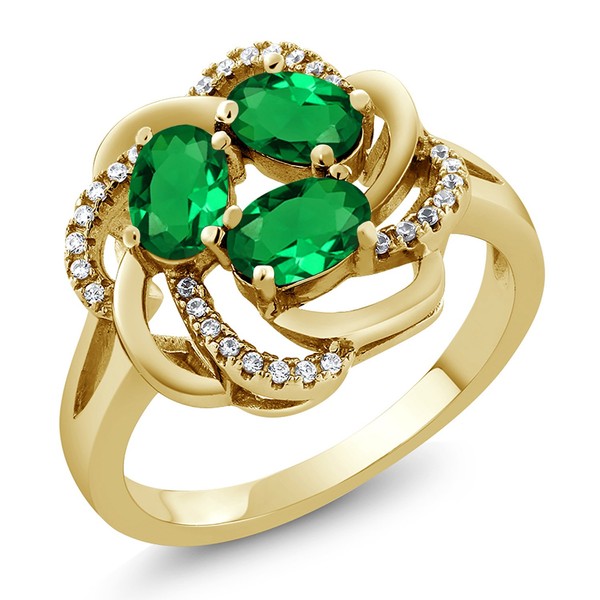 Gem Stone King 18K Yellow Gold Plated Silver Green Nano