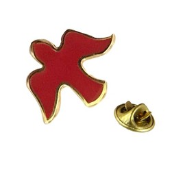 Confirmation Day Lapel Pin Brooch - Red Dove with Gold Edge