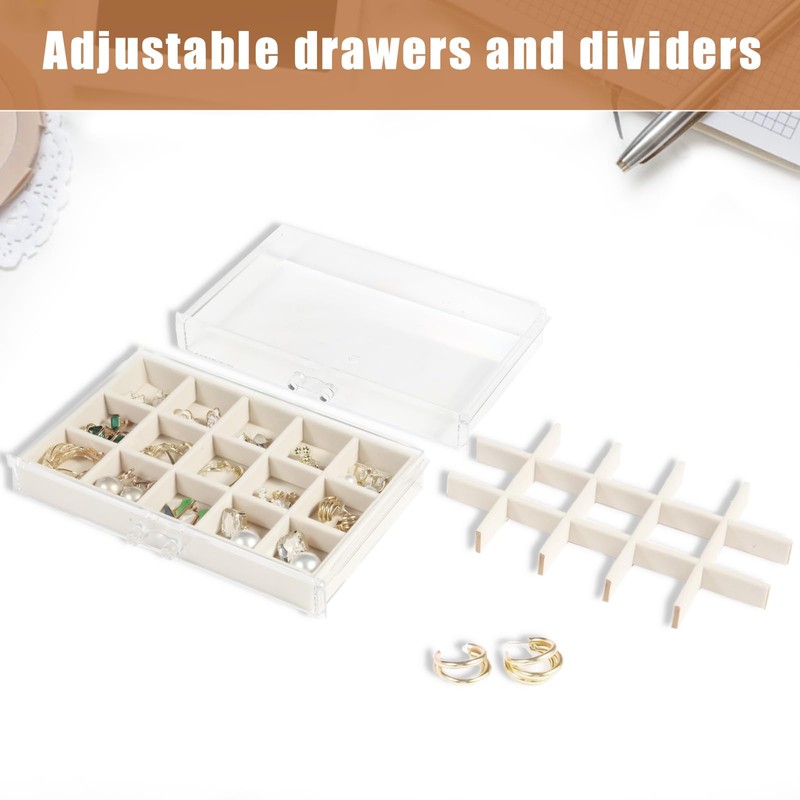 5 Drawers Clear Jewelry Box for Women and Girls, Acrylic