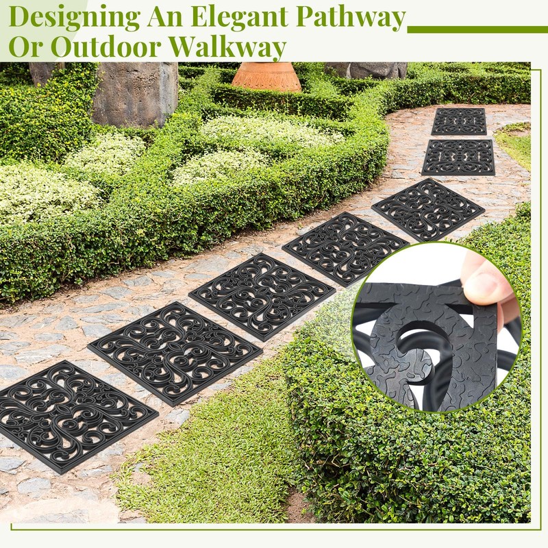 Pangda 8 Pcs Rubber Stepping Stones Outdoor Garden Walkway, 12