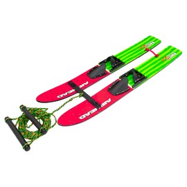 Airhead Watermelon 47" Combo Water Skis with Removable Training bar with Double Handle Rope and Adjustable bindings US Child Size 5-12