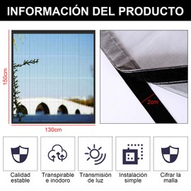 Mosquitera para Ventana, Mosquitera 130x150cm, Mosquitera Autoadhesiva para Ventana con Cinta Mágica, Mosquitera para Ventana de Balcón de Dormitorio para Evitar Mosquitos (130 * 150cm)
