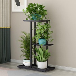 Curtainboro Plant Stand, 3 Tier 4 Potted Metal Flower Shelf, Anti-Rust Iron Pot Stand, Flower Holder Table Support Rack, Corner Metal Plant Stands for Patio Garden Balcony Living Room Bedroom