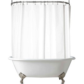De-Mediocre Clawfoot Tub Shower Curtain 180x60 Inch White Liner All Warp Around Extra Wide 36 Metal Hooks Vinyl Bath Curtain for Clawfoot Stand Up Tub Bathroom PEVA Waterproof Liner