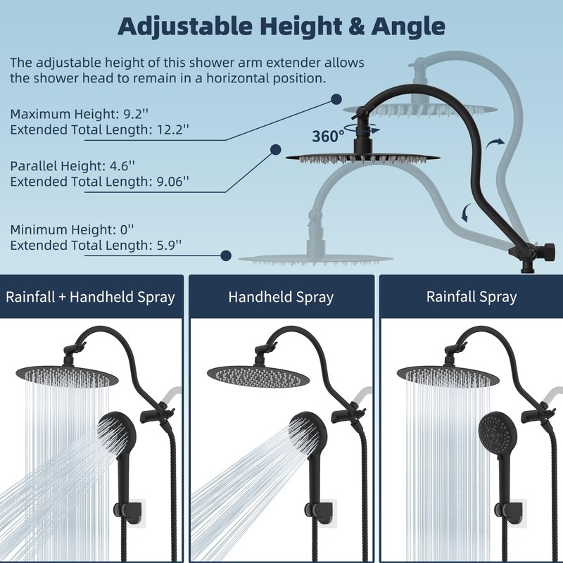 Hibbent All Metal CUPC Certified Shower Head, 10'' High Pressure