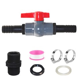 Ball valve with hose connector, PVC ball valve 40 mm, shut-off valve pool, shut-off valve, with internal thread 40 mm and hose nozzles 32 mm, pool hose connector, for pool and pond construction,