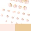 Gold French Tip Press on Toenails Short Square Fake Toe