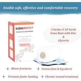 Sion Biotext Unna Boot with Zinc Flexible Compression Bandage Maintain Moist Healing Environment Medical Dressing Wrap Gauze - EMS First Aid Supplies - 3 Inches X 30 Foot Roll