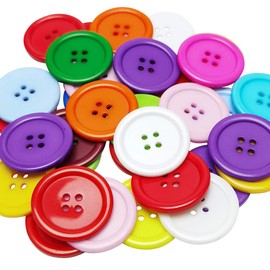Chenkou Craft - Botón grande de plástico con 4 agujeros, 30 mm, 40 unidades, MIX, 1"(25mm)
