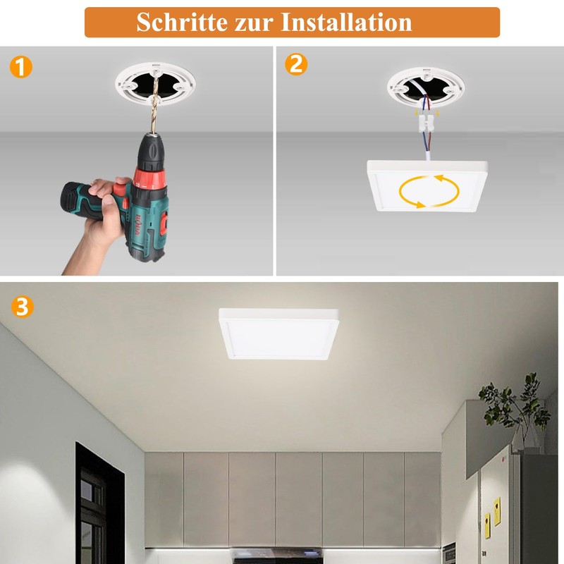 Ouyulong LED Ceiling Light 18 W 4000 K Square IP44