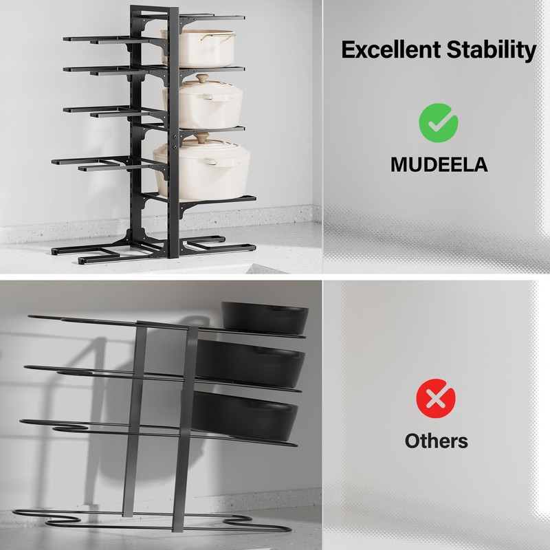 MUDEELA 10-Tier Pots and Pans Organizer under Cabinet, Heavy Duty