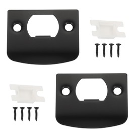 MECCANIXITY Door Deadbolt Strike Plates Stainless Steel D Cam Block Door Locks Latch Strike Plate for Exterior Door Reinforce Security Black Pack of 2