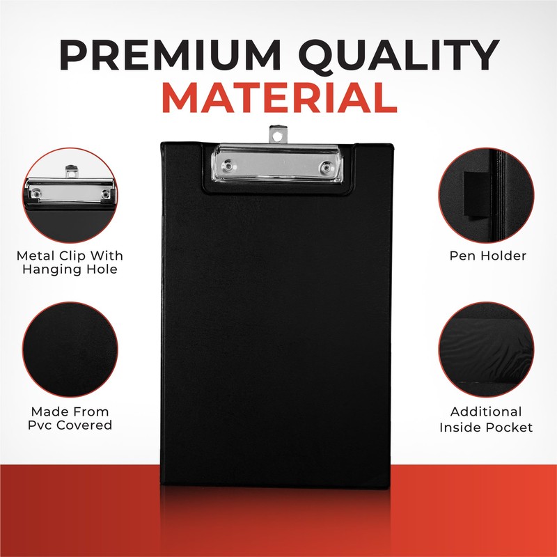 A5 Neon Orange Foldover Clipboard with Pen Holder