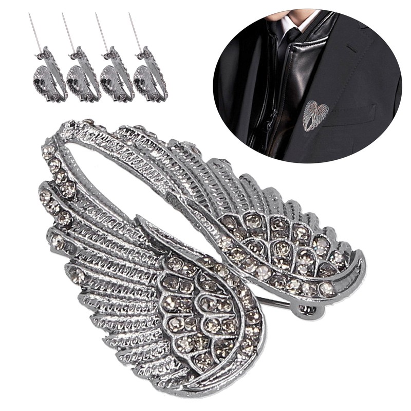 4Pcs Brooch Pin Diamond Angel Wing Pattern Cute Fashion Lapel
