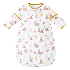 [MOMSMENU] スリーパー 赤ちゃん 春 夏 秋 前4後2ガーゼ 2WAY 長袖 半袖 綿30% 竹70% 70cm 3ヶ月から9ヶ月