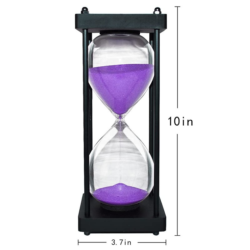 Hourglass Timer 60 Minute, Black Wooden Frame Decorative Sand Timer
