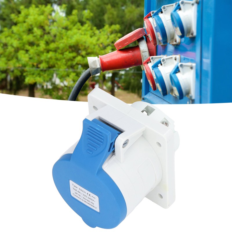 3 Pin 2P+E Industrial Connector IP44 Waterproof Concealed Mount Aviation