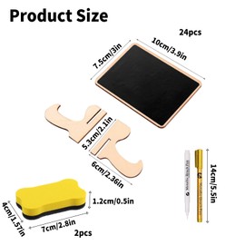 NCZCDZSW Mini Chalkboard with Stand, 24 Pieces, Chalkboard Stand with 2 Oil Pens and 2 Blackboard Erasers for Labelling, Small Board for Buffet, Wedding, Party, Price Tags