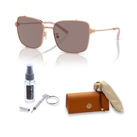 Tory Burch TY6104 33537N 56MM Shiny Rose Gold/Light Purple Brown Sunglasses for Women + BUNDLE With Designer iWear Complimentary Eyewear Kit