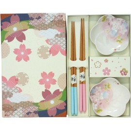 JADE TEMPLE Sakura Chopsticks Set with Dipping Bowls - 1 Set