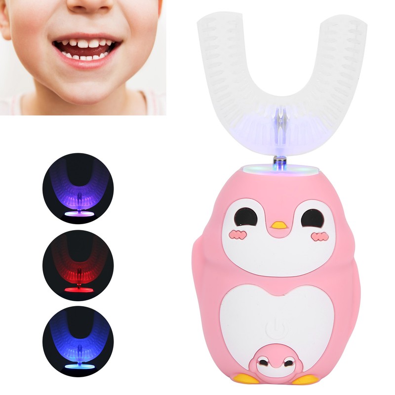 Child Automatic Toothbrush UShape Rechargeable Cartoon 3 Gears Kid Oral