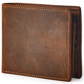 BRASS TACKS Leathercraft Men's Portrait Slim Bifold Vintage Design Minimal Genuine Leather Wallet with Card Slots