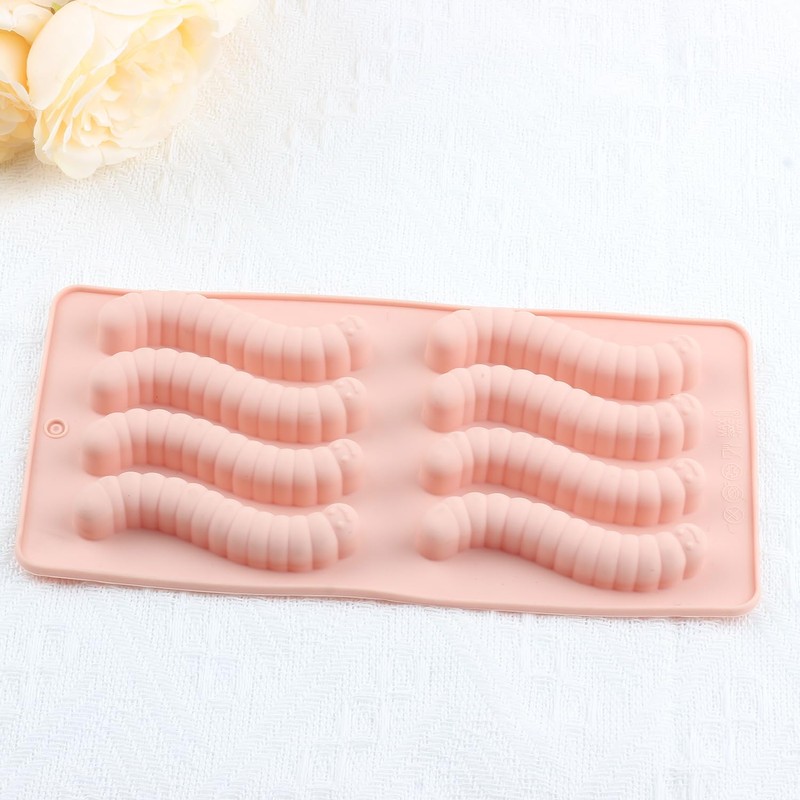 EPYHREHM Silicone Gummy Worm Molds For Chocolate Candy Set Of