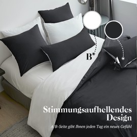 Soulful Bed Linen Set, Cotton, 100% Washed Cotton with Linen-Like Handle, Oeko-Tex Certified and Suitable for Allergy Sufferers, 1 Duvet Cover 135 x 200 cm and 1 Pillowcase 80 x 80 cm, Anthracite