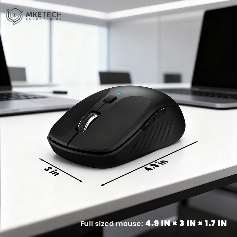 MKETech Electronics Wireless Computer Mouse - Full-Size 2.4G USB Receiver