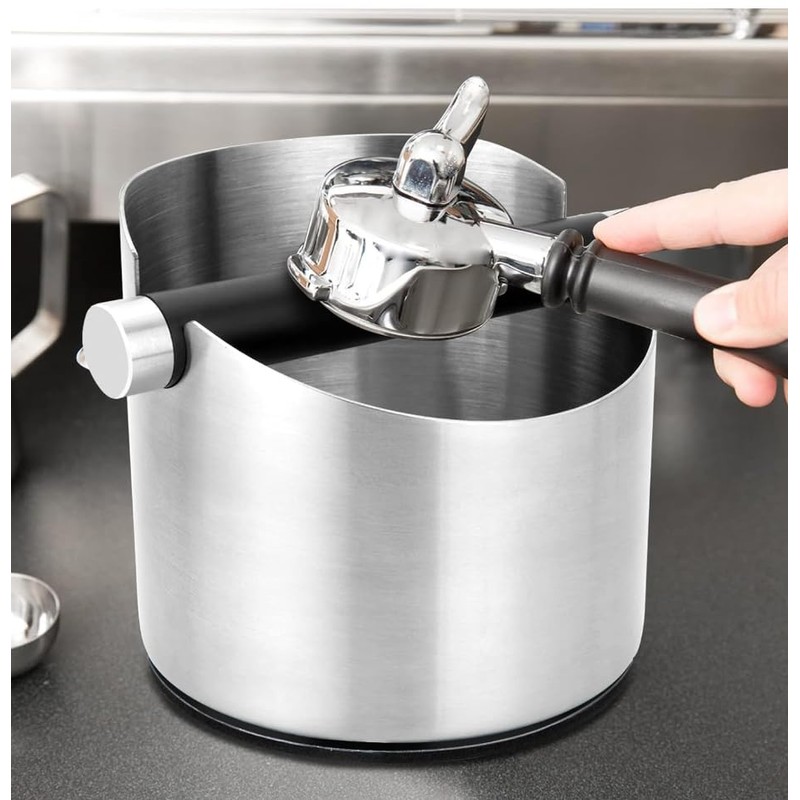VIA CREMA Espresso Knock Box, Stainless Steel Coffee Grounds Knock