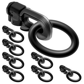 SALUINOKI 8Pack L Track Double Stud Tie Down Fitting with O Ring Black, L Track Tie Down, L-Track Accessories for Truck Bed,Trailer Cargo Control,Pickup, RV, ATV Breaking Load 5500Lbs