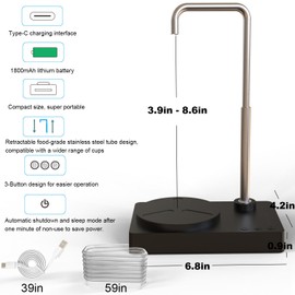 Desk Water Dispenser- Intelligent Desktop Water Bottle, Automatic Water Pump for Universal Bottle Water Dispenser USB Charging Jug Pump for Home, Office, Outdoor (black)