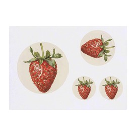 4 x 'Single Strawberry' Temporary Tattoos - Water Resistant, Skin-Safe, Non-Toxic Transfers, Mixed Sizes (TO00084584)