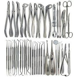 Premium Grade 80 Pcs Dental Extraction Extracting Scalers Forceps Elevators Oral Instruments Set Kit