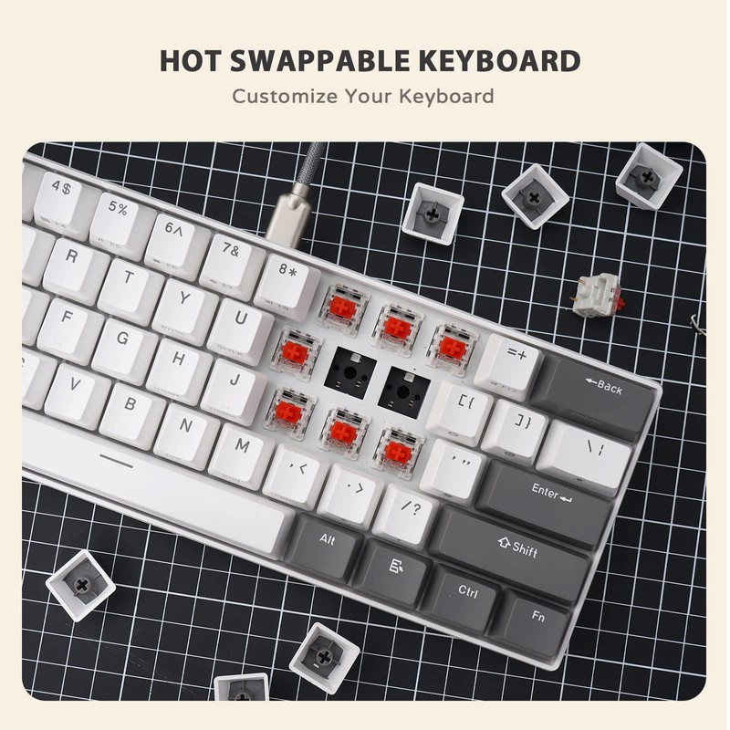 iLovBee i61 Mechanical Keyboard 60 Percent, Wired RGB Gaming Keyboard,