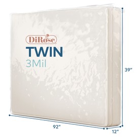Mattress Storage Bag - 2pk Twin Size Thick Plastic Moving Cover, Transport, Disposal and Protector - 3 mil Heavy Duty Reusable Clear Waterproof Mattress Protector Encasement by DiRose…