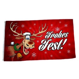 Flag Happy Festival Elk Christmas Red Hoisting Flag 90 x 150 cm