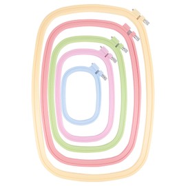 Framendino, 5 Pack 5 Size Square Embroidery Hoops Plastic Cross Stitch Hoop Reusable Embroidery Frames Rings for DIY Sewing Embroidery Project(5 Colors2)