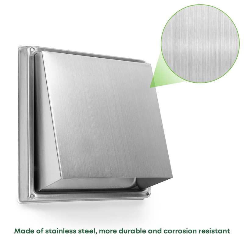 Stanbroil 4 Inch Wall Vent Cover, Square Stainless Steel External