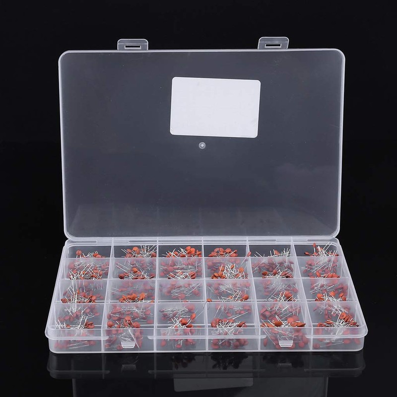 TopHomer Ceramic Capacitor Assortment Kit, 960 Pieces, 24 Values, 2pF-0.1UF,