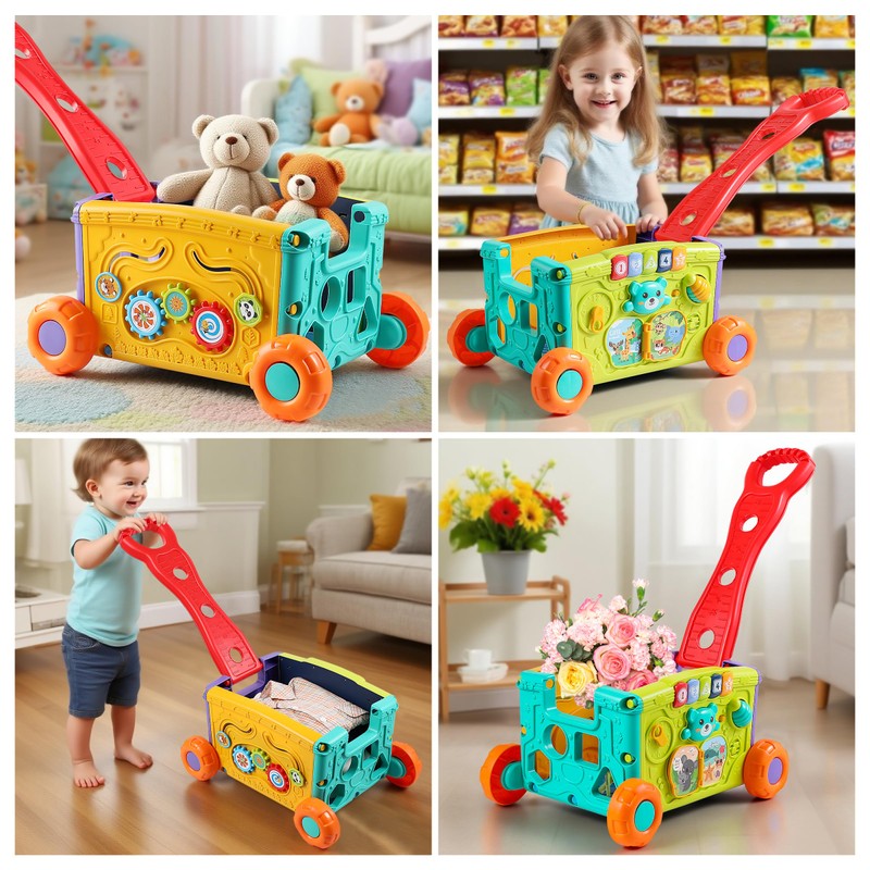 Didklom Interactive Learning Push Walker Toy for Toddlers, Musical Activity