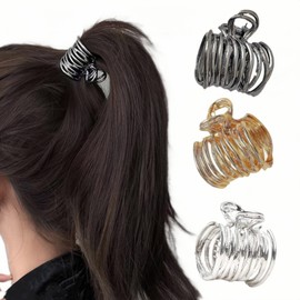 3pcs Medium Hair Grips Hair Claw Clips, 1.7 Inch Metal Shark Hair Clips for Thick Long Hair, Great for High Ponytails Fashion Hair Accessories for Women Girls