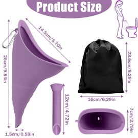 JOOTUEPO Female Urination Device Portable Urinal Funnel with Drawstring Bag, for Camping Hiking Travel Safe & Comfortable (Purple)