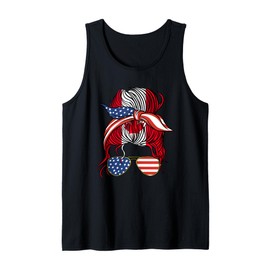 Half American Canadian Roots Canada USA Messy Bun Women DNA Tank Top