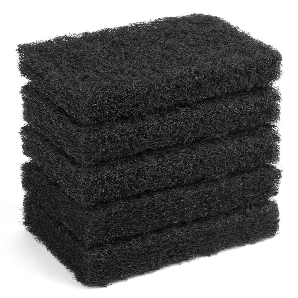 Heavy Duty Nylon Scour Pads Replacement Scrubber, Black 5 Pack 6 * 3.5 Inch